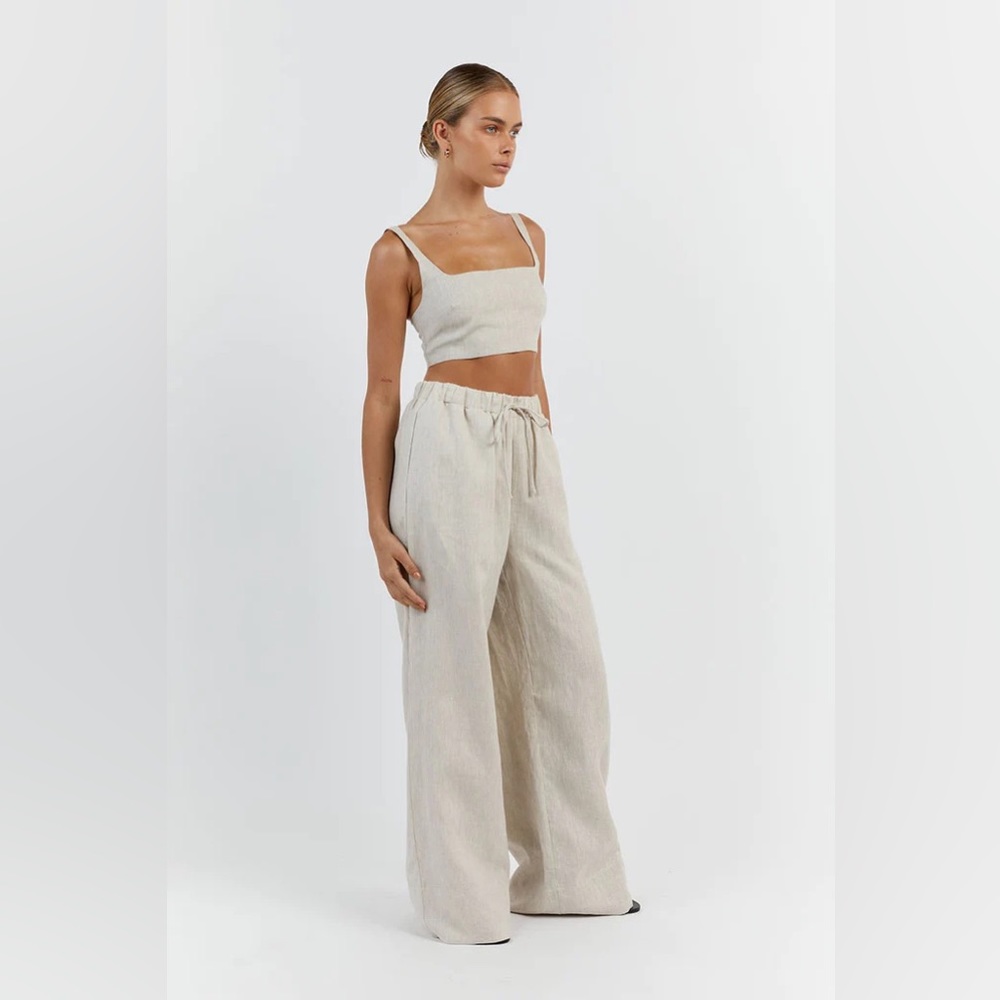 NWT DISSH LINEN NATURAL DRAWSTRING PANTS